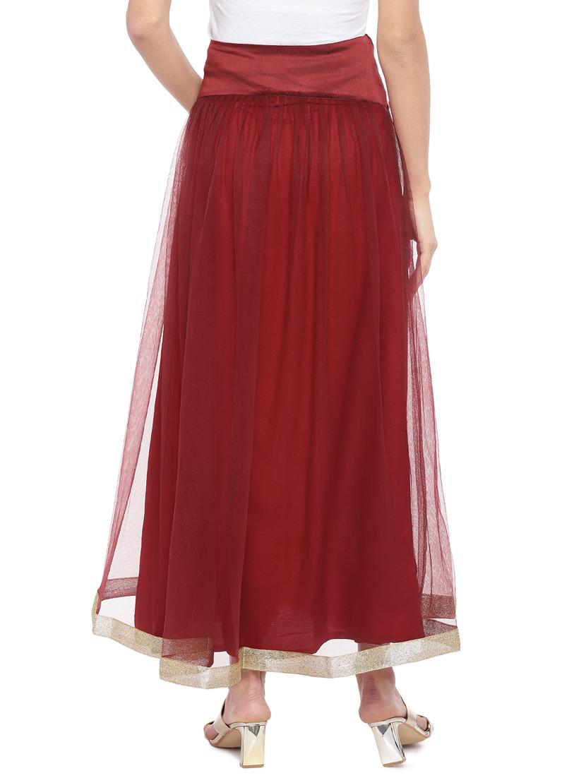 red cotton flared skirt - 16893171 - Zoom Image - 3