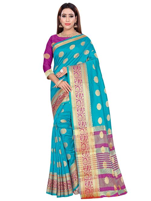 self design banarasi saree with blouse - 16893325 - Standard Image - 1