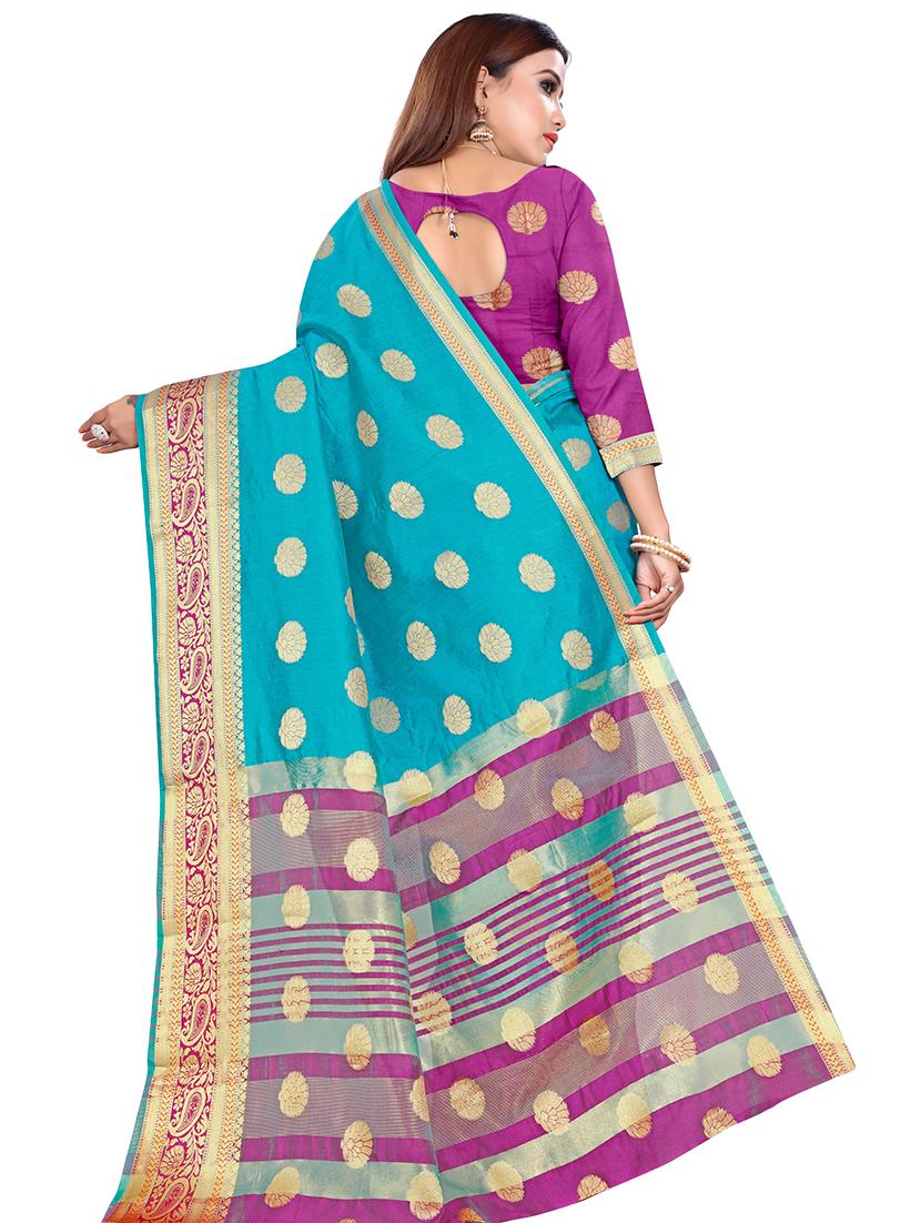 self design banarasi saree with blouse - 16893325 - Zoom Image - 2