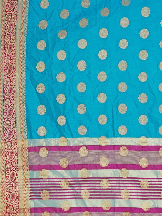 self design banarasi saree with blouse - 16893325 - Zoom Image - 4