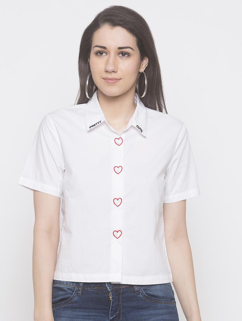short sleeved embroidered shirt - 16893335 - Zoom Image - 1