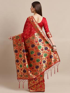 floral banarasi saree with blouse - 16893906 - Standard Image - 2
