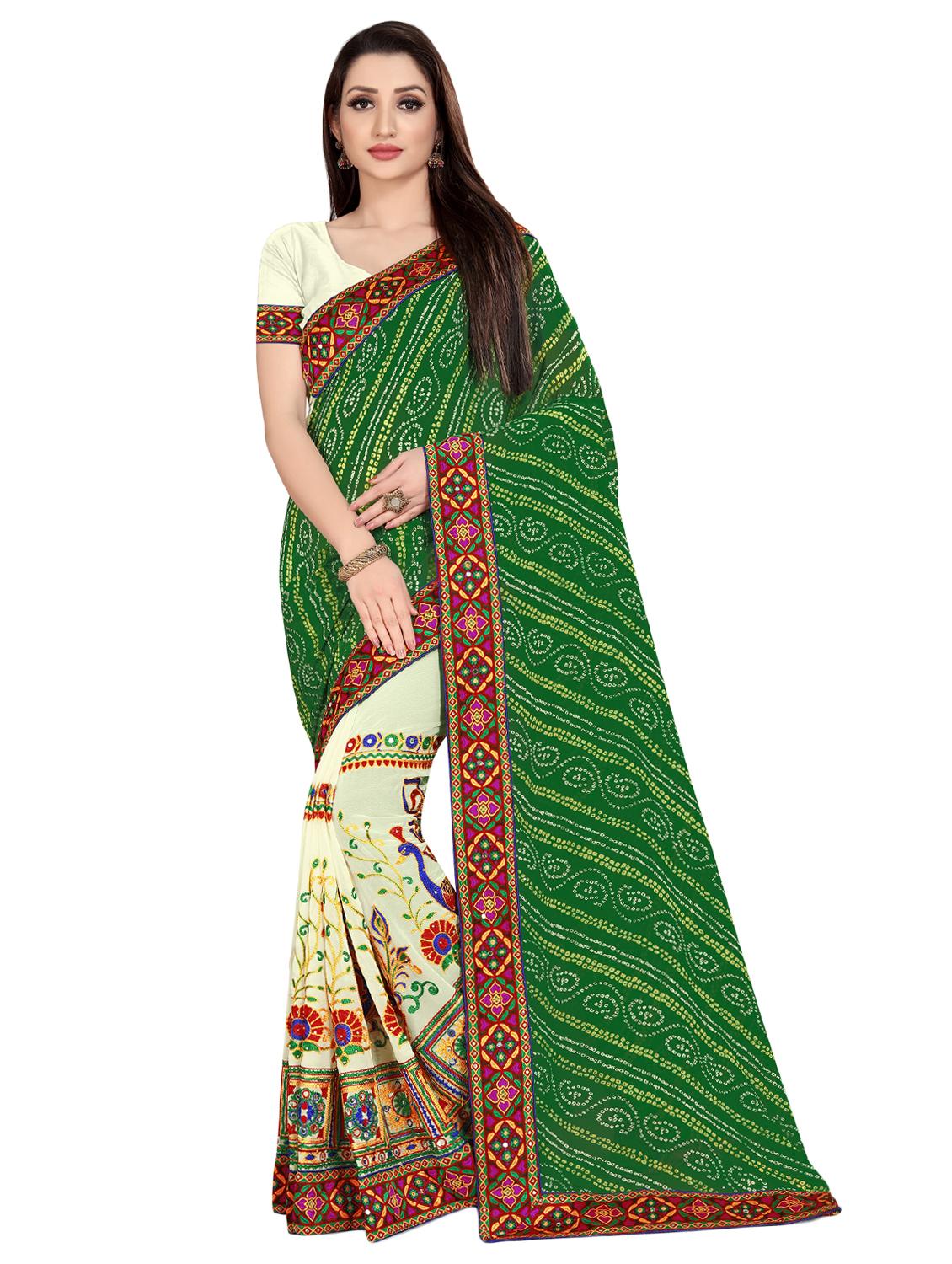 bandhani half and half saree with blouse - 16894004 - Zoom Image - 1