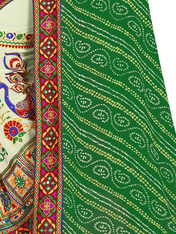 bandhani half and half saree with blouse - 16894004 - Zoom Image - 3