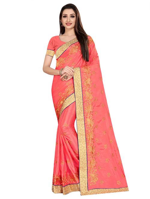self design embroidered saree with blouse - 16894012 - Standard Image - 1