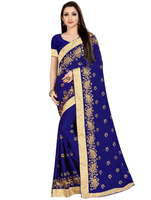 self design embroidered saree with blouse - 16894019 - Standard Image - 1