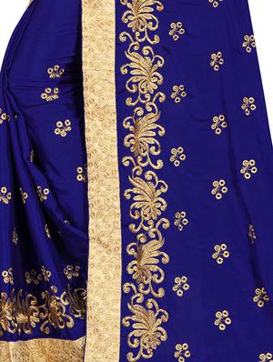self design embroidered saree with blouse - 16894019 - Standard Image - 3