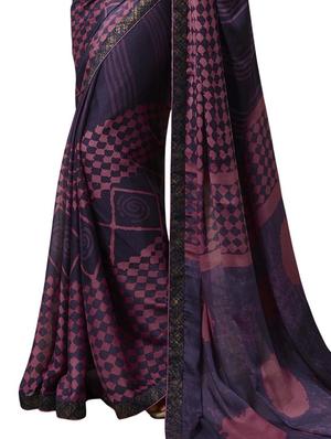 geometric printed saree with blouse - 16894443 - Standard Image - 2