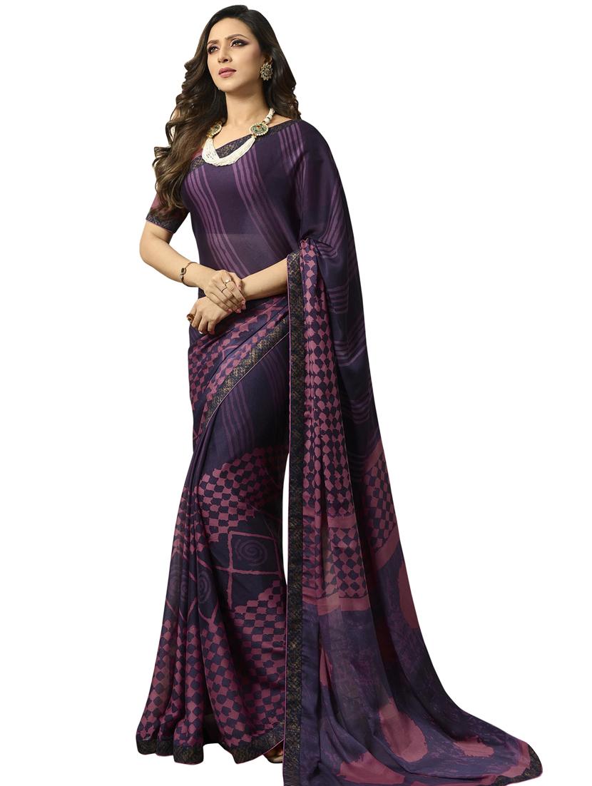 geometric printed saree with blouse - 16894443 - Zoom Image - 1
