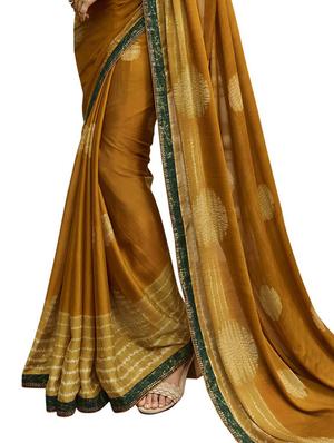 mustard printed saree with blouse - 16894445 - Standard Image - 2