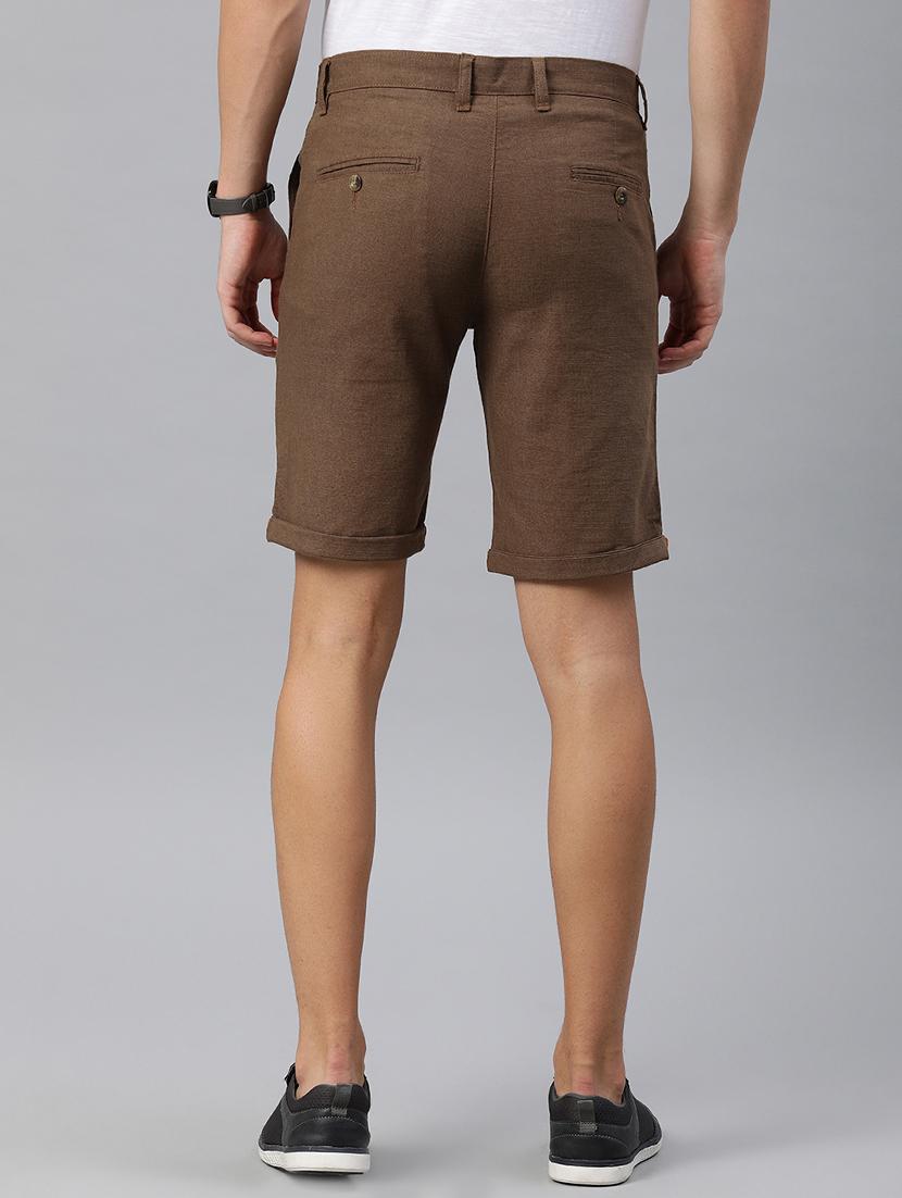 brown solid bermuda shorts - 16894460 - Zoom Image - 3