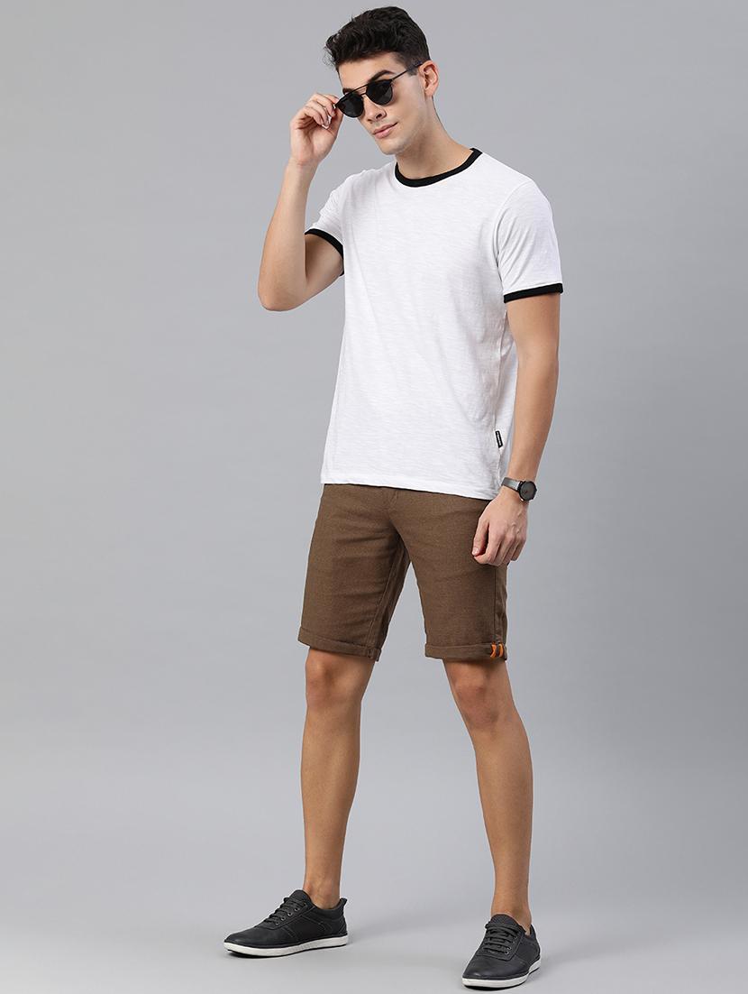 brown solid bermuda shorts - 16894460 - Zoom Image - 4