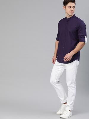 purple solid casual shirt - 16894467 - Standard Image - 4