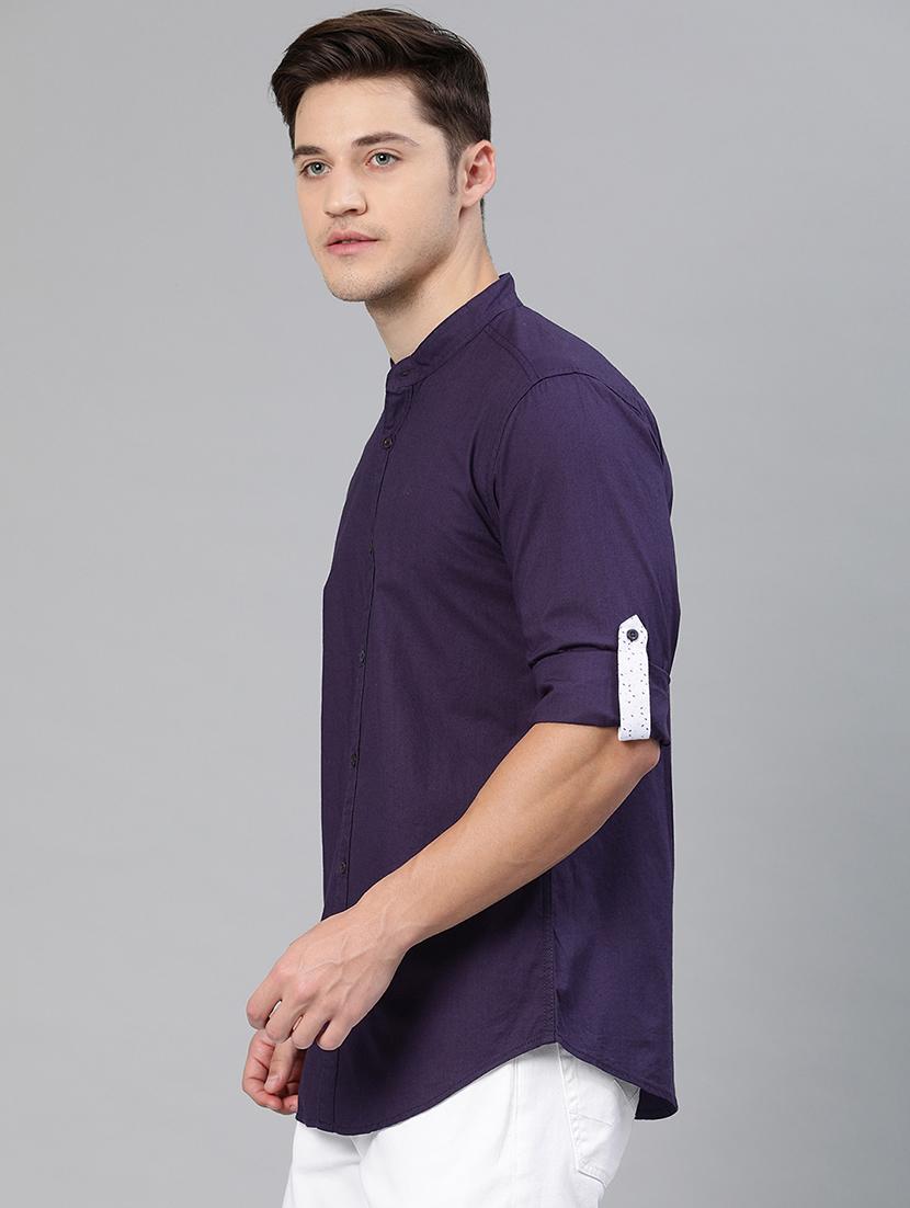 purple solid casual shirt - 16894467 - Zoom Image - 2