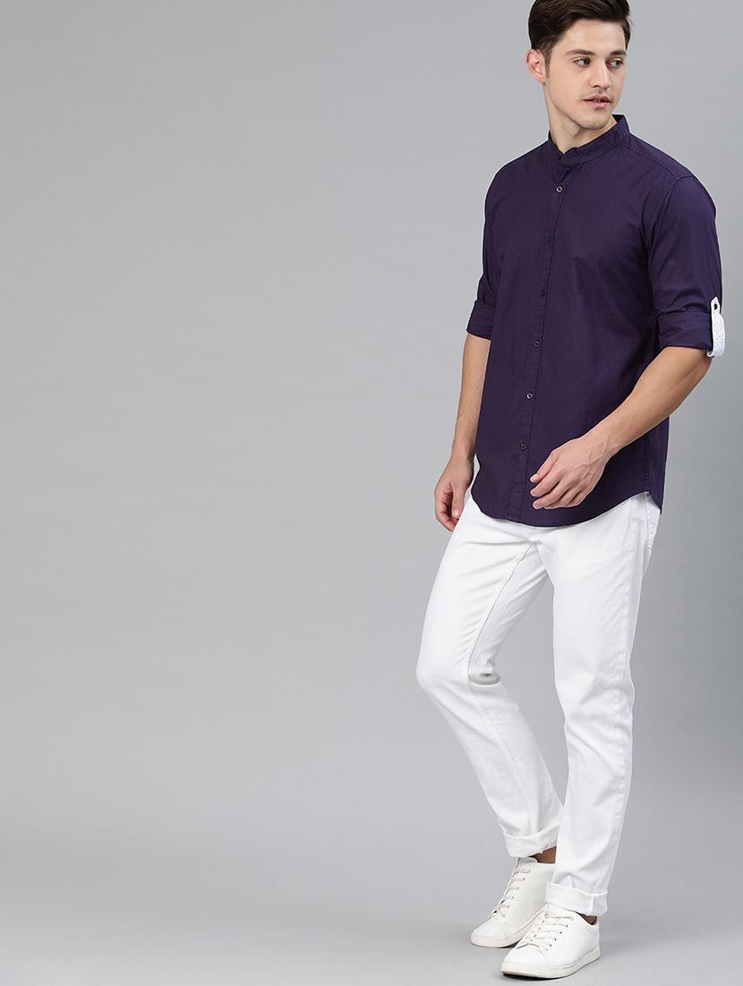purple solid casual shirt - 16894467 - Zoom Image - 4