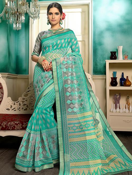 pastel printed saree with blouse - 16894715 - Standard Image - 1