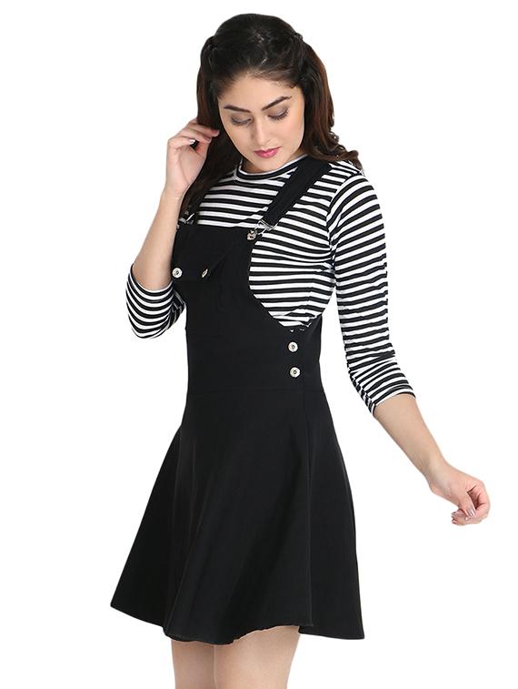 dungaree dress with striped top - 16894800 - Zoom Image - 2