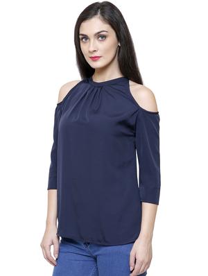 cold shoulder solid top - 16894985 - Standard Image - 2