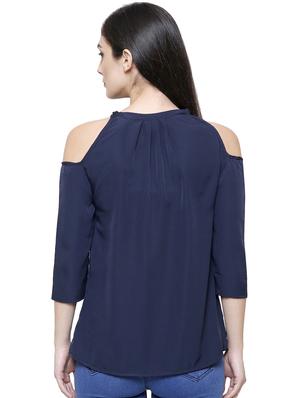 cold shoulder solid top - 16894985 - Standard Image - 3