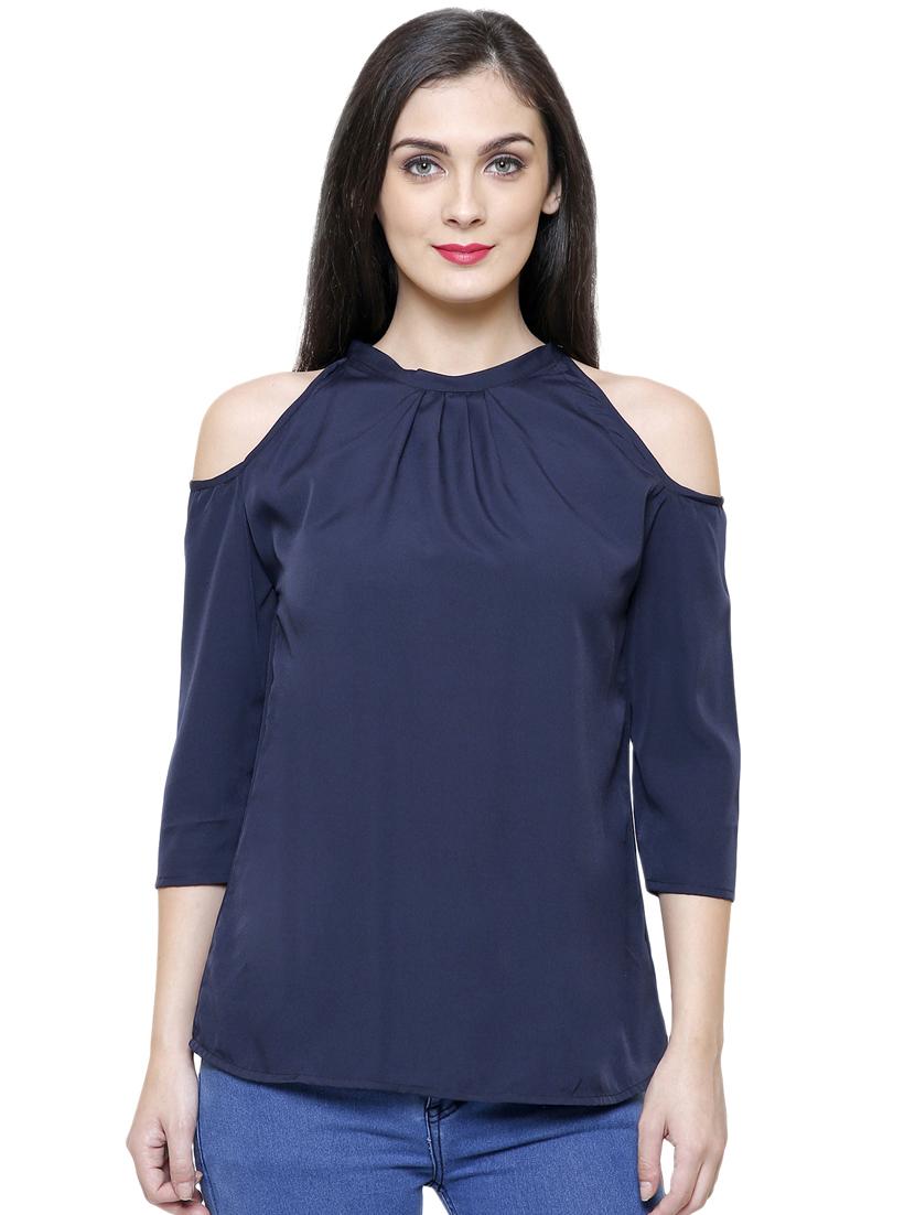 cold shoulder solid top - 16894985 - Zoom Image - 1