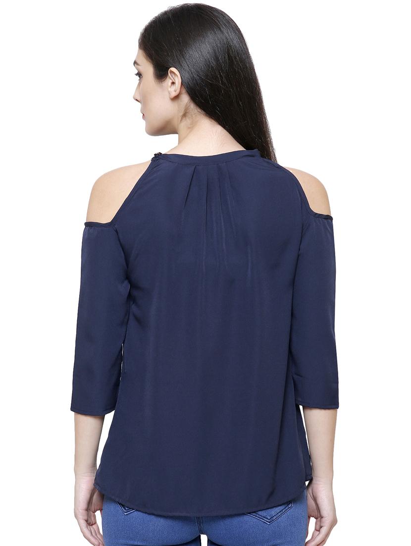 cold shoulder solid top - 16894985 - Zoom Image - 3