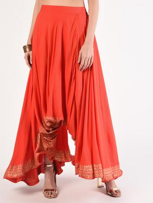 gold print flared palazzo - 16895338 - Standard Image - 2