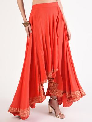 gold print flared palazzo - 16895338 - Standard Image - 3