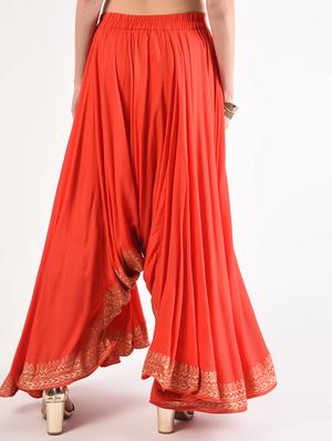gold print flared palazzo - 16895338 - Standard Image - 4