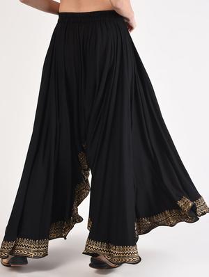 gold print flared palazzo - 16895339 - Standard Image - 3