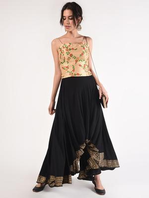 gold print flared palazzo - 16895339 - Standard Image - 4
