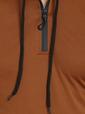 brown solid thumb hole t-shirt - 16896292 - Standard Image - 5