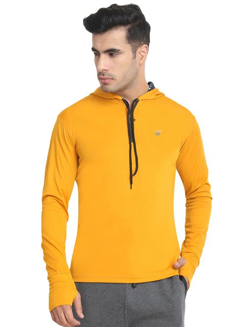 yellow solid thumb hole t-shirt - 16896297 - Standard Image - 1