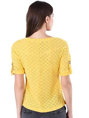 round neck schiffli top - 16896691 - Standard Image - 3