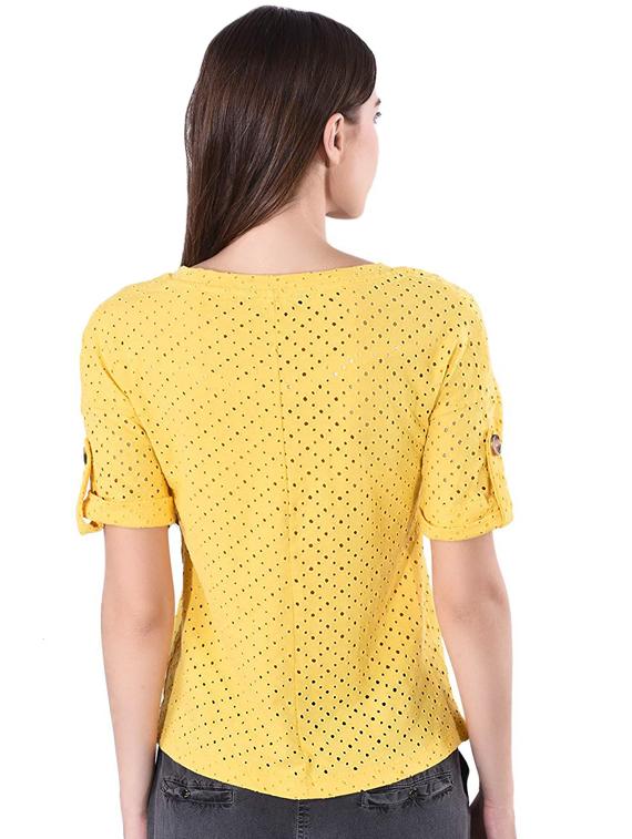 round neck schiffli top - 16896691 - Zoom Image - 3