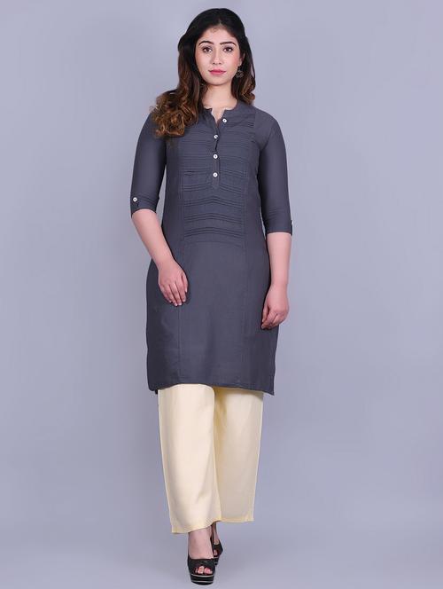 solid kurta palazzo set - 16896800 - Very Small Image - 1