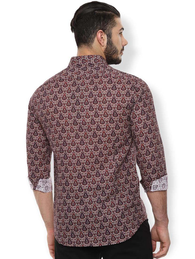 red cotton linen printed casual shirt - 16897511 - Zoom Image - 2