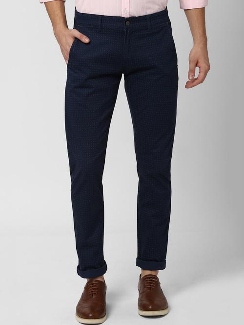 navy blue printed chinos - 16897605 - Standard Image - 1