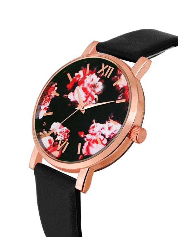 black color floral attractive dial girl's watch - 16900025 - Zoom Image - 2