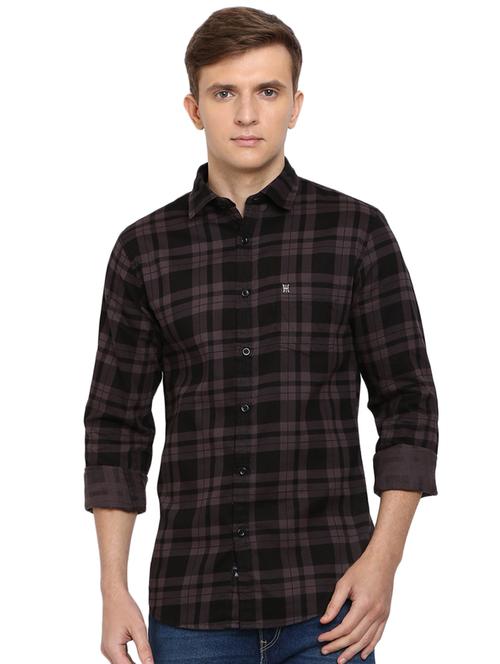 grey checkered casual shirt - 16900194 - Standard Image - 1
