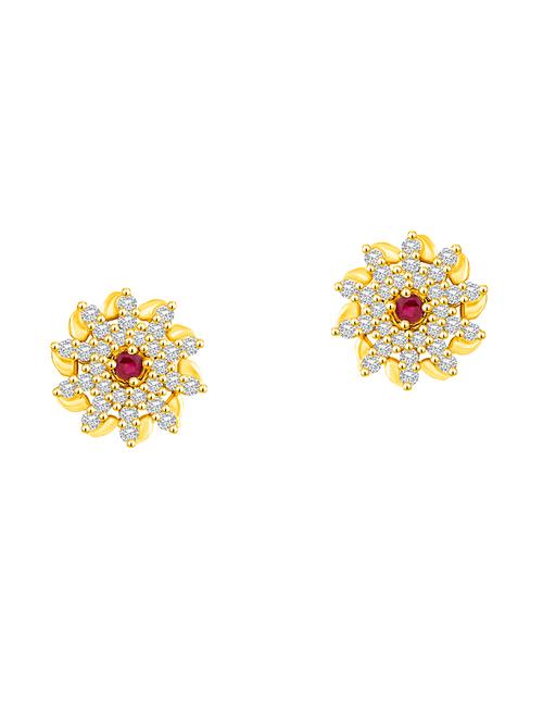 gold brass studs earring - 16900671 - Standard Image - 1