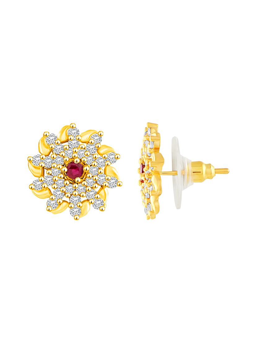 gold brass studs earring - 16900671 - Zoom Image - 2