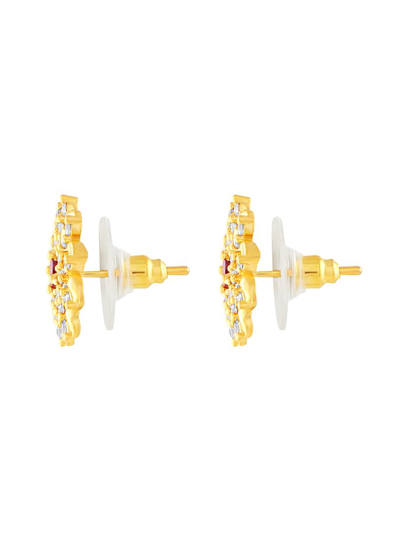 gold brass studs earring - 16900671 - Zoom Image - 3