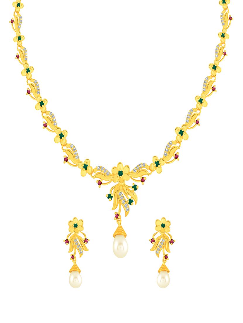 gold brass necklaces and earring - 16900924 - Zoom Image - 1