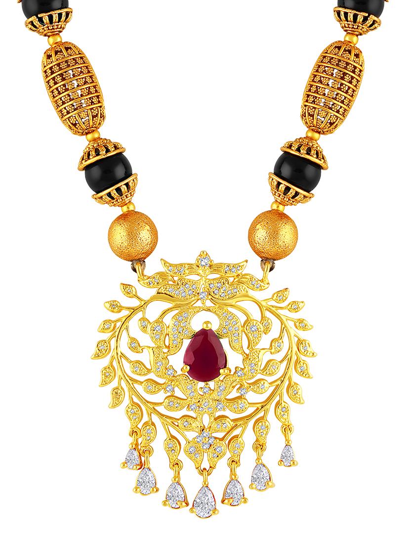 gold brass long necklace and earring - 16900928 - Zoom Image - 2