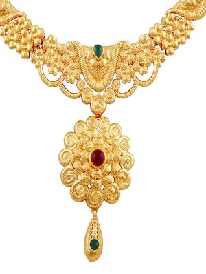 gold brass choker necklace and earring - 16900944 - Standard Image - 2
