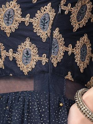 embroidered net a-line gown - 16901165 - Standard Image - 5