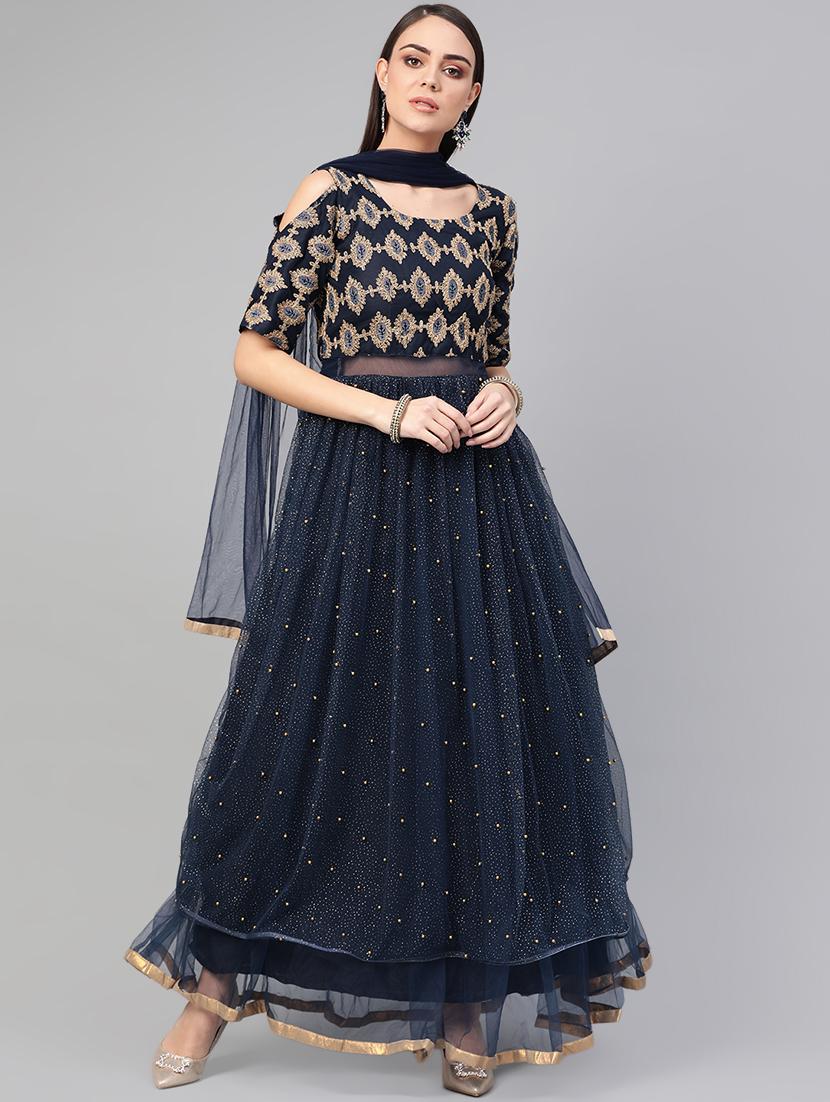 embroidered net a-line gown - 16901165 - Zoom Image - 1