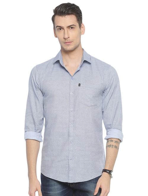 blue printed casual shirt - 16901602 - Standard Image - 1