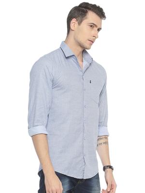 blue printed casual shirt - 16901602 - Standard Image - 2