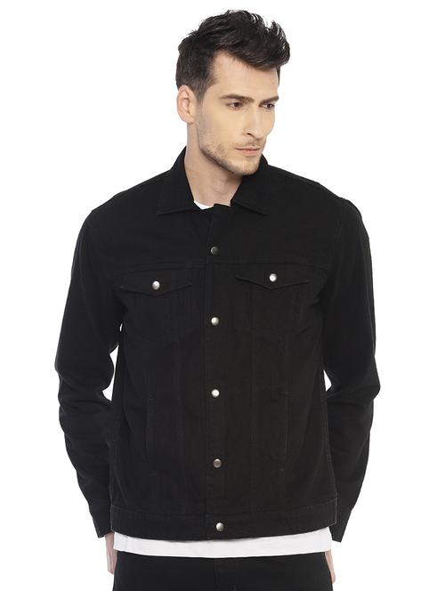 black solid denim jacket - 16902322 - Very Small Image - 1